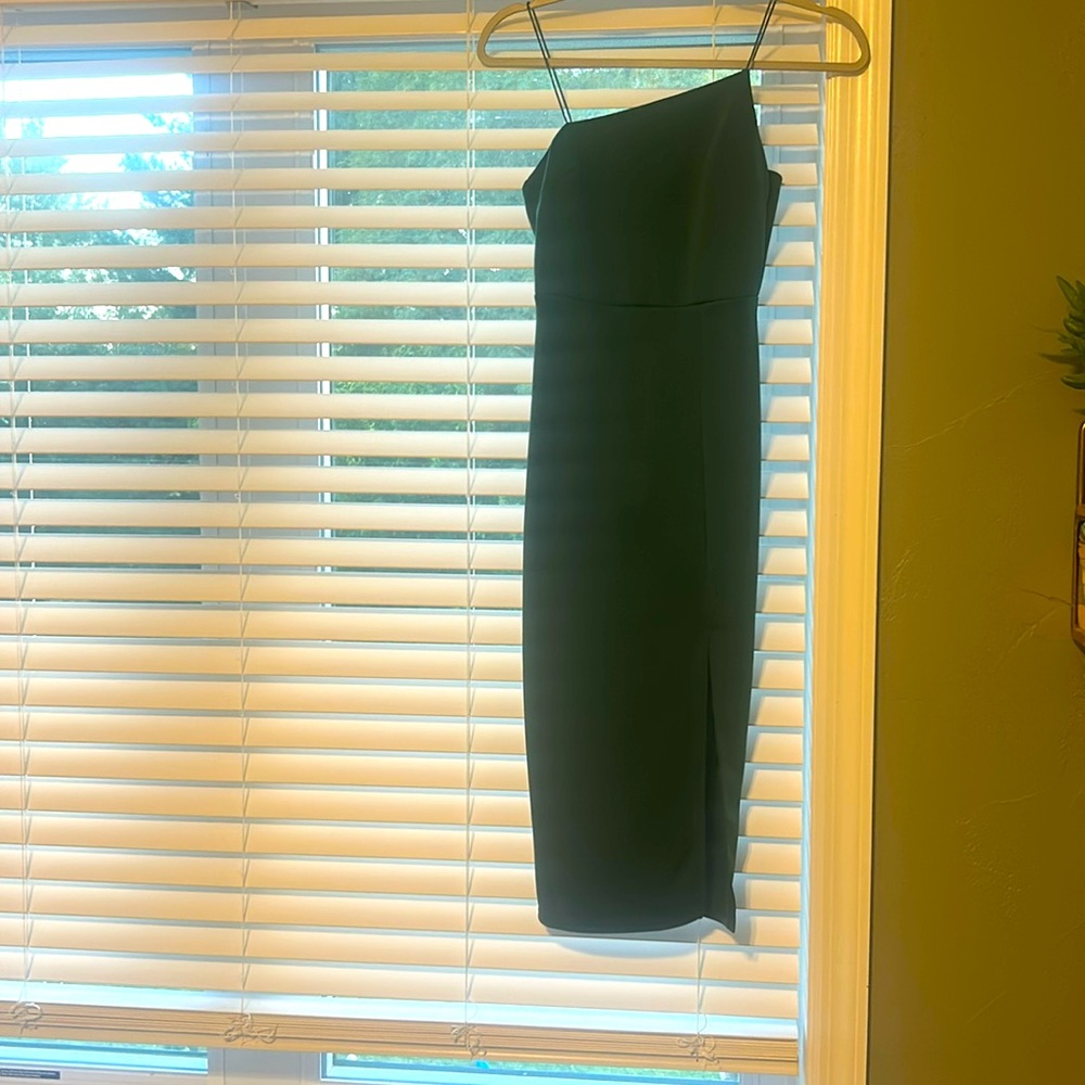 Chic Emerald Polyester/Spandex Midi Asymmetrical,… - image 1